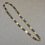 Gold Plated Lakshmi Coin With Black Beads Double Layer Chain - ADBC062
