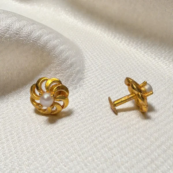Gold Plated With Pearl Stud Earrings - ADGE064