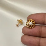 Gold Plated With Pearl Stud Earrings - ADGE064