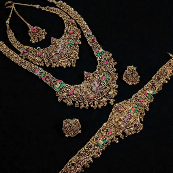 Antique Matt Finish Traditional look Semi Bridal Set - ADSB070