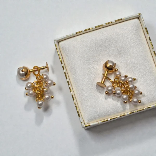 Gold Plated With Pearl Grape Drop Errings - ADGE073