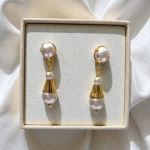 Gold Plated With Pearl Drop Earrings - ADGE075