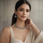 German Silver Oxidized Pearl Necklace With Medium Size Jhumka - ADON077