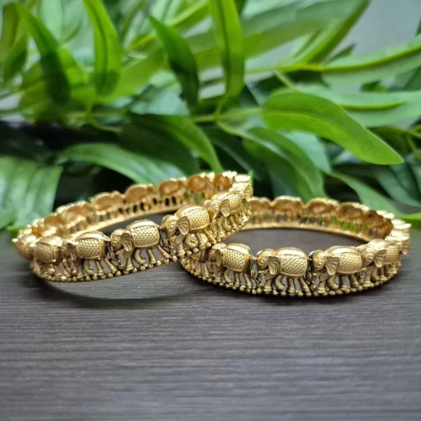 Antique Matt Finish Elephant Design Bangle - ADAB081