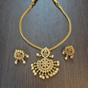 Antique Matt Finish Attigai With Stud Earrings - ADAA82