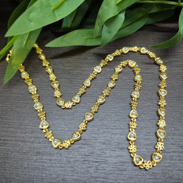 Gold Plated Pearl Chain in 24inch - ADGP084