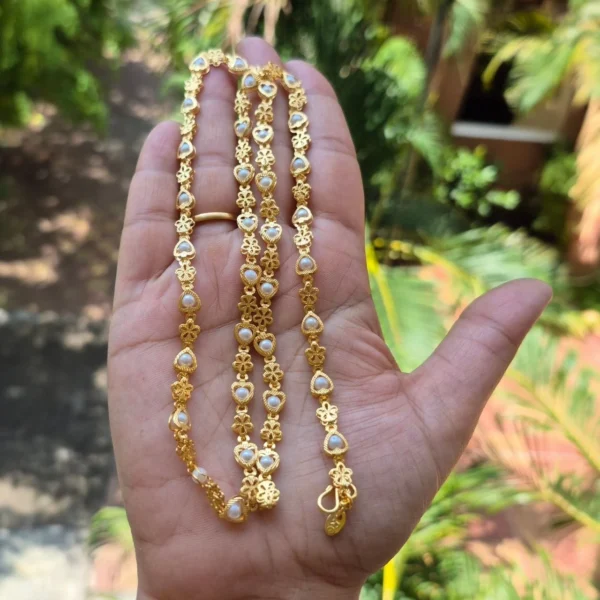 Gold Plated Pearl Chain in 24inch - ADGP084