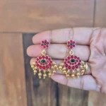 Traditional Kemp Stone Non Idol Fancy Necklace With Long Drop Earrings - ADFN086