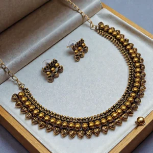 Simple and Methi Color Non Idol Fancy Necklace With Stud Earrings - ADFN087