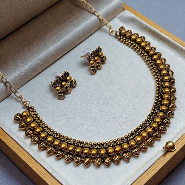 Simple and Methi Color Non Idol Fancy Necklace With Stud Earrings - ADFN087