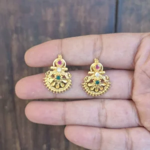 Gold Plated With Stone Stud Earrings - ADGE089