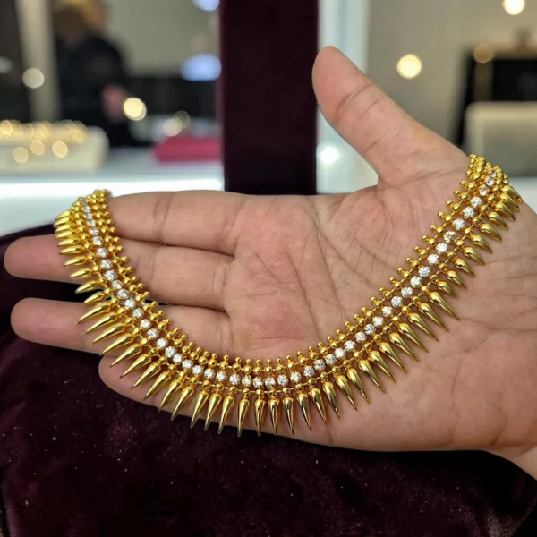Gold Plated Mulla Mottu With Stone Long Haram Without Earrings - ADGP093