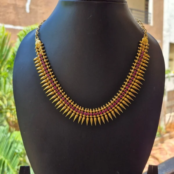 Gold Plated Mulla Mottu With Stone Necklace Without Earrings - ADGP094