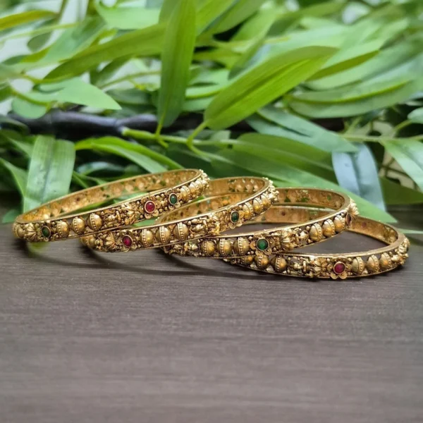 Antique Matt Finish Lakshmi Design Set of 4 Non Idol Bangles - ADAB099
