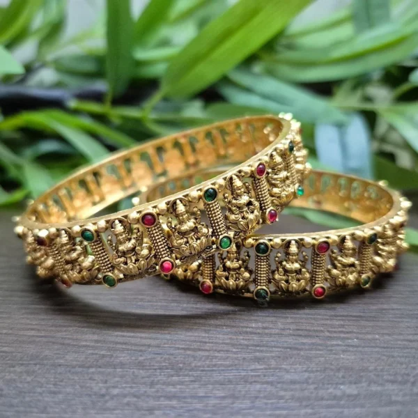 Antique Matt Finish Lakshmi Design Bangles - ADAB0100