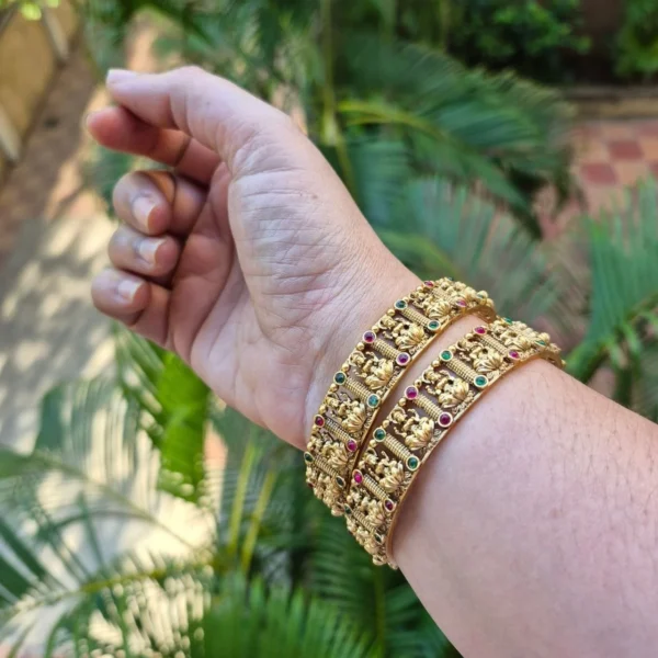 Antique Matt Finish Lakshmi Design Bangles - ADAB0100