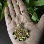 Trendy and Non Idol Stone Pendant Invisible Necklace Without Earrings - ADIN0101