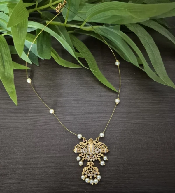 Trendy Invisible Necklace With Traditional Pendant - ADIN0102