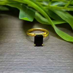 Gold Plated Single Stone Adjustable Finger Ring - ADGR0103
