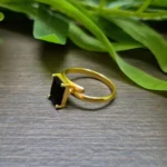 Gold Plated Single Stone Adjustable Finger Ring - ADGR0103