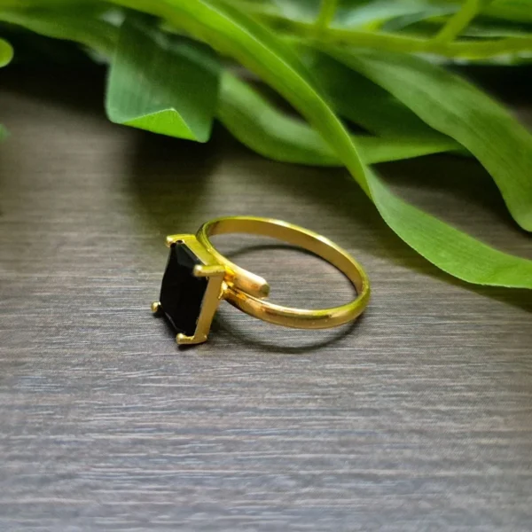 Gold Plated Single Stone Adjustable Finger Ring - ADGR0103