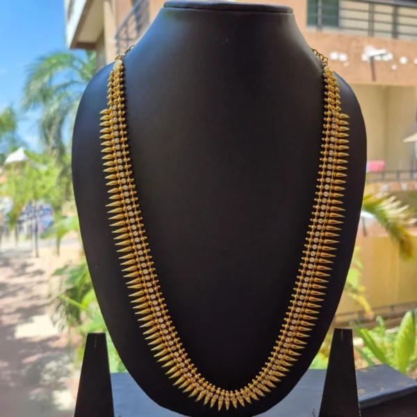 Gold Plated Mulla Mottu With Stone Long Haram Without Earrings - ADGP093