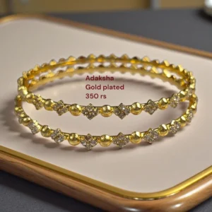Gold Plated with White AD Stone Bangle - ADGB0108