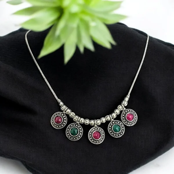 German Silver Oxidized Simple Necklace - ADON110