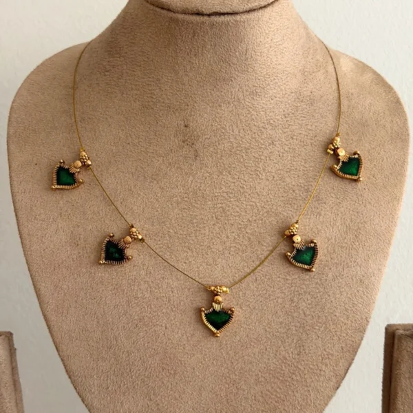 Invisible Necklace With Traditional Kerala Design Pendant - ADIN113