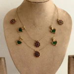 Kerala Design Palakka Pendant Double Layer Invisible Necklace - ADIN114