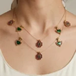 Kerala Design Palakka Pendant Double Layer Invisible Necklace - ADIN114
