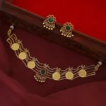 Five Layer Double Color Lakshmi Coin Chocker With Stud Earrings - ADAC115