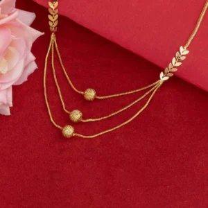 Gold Plated Simple Three Layer Necklace - ADGN116