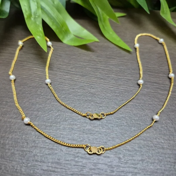 Gold Plated with Black Beads Anklet - ADGA122
