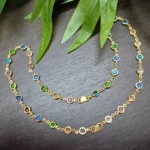 Gold Plated with Multi Color Stone Anklet - ADGA124