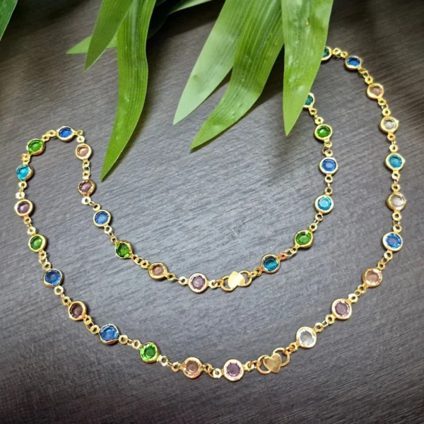Gold Plated with Multi Color Stone Anklet - ADGA124