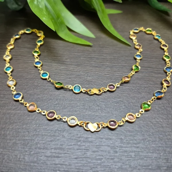 Gold Plated with Multi Color Stone Anklet - ADGA124