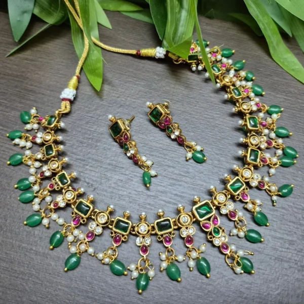 Stylish and Trendy Multi Color Beads Dropping Necklace - ADAN135