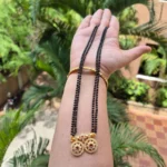 Black Beads With Antique Pendant Chain - ADBB136