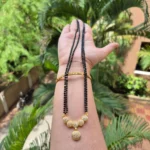 Black Beads With Antique Pendant Chain - ADBB137
