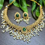 Antique Matt Finish Non Idol and Rice Beads Dropping Necklace - ADAN138