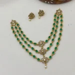 Three Layer Stone Necklace With Stud Earrings Perfect for Traditional and Function Wear ADSN139