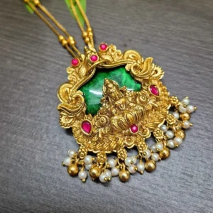 Lakshmi Pendant with Double Layer 22inc Short Haram - ADSH141