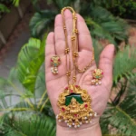 Lakshmi Pendant with Double Layer 22inc Short Haram - ADSH141