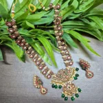 Multi Color Kemp Stone Long Haram With Big Drop Earrings Perfect for Traditional and Function Wear ADAH145