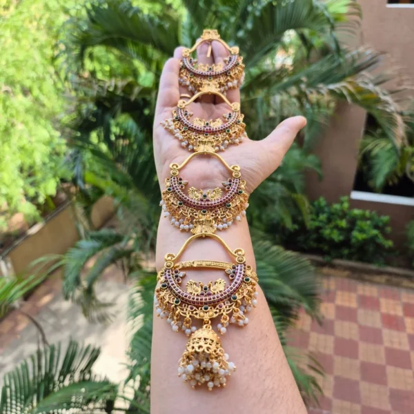 Antique Matt Finish Four Layer with Jhumka Pattern 12inc Jada Billai - ADAJ143
