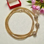 Gold Plated Three Ball Design Mugappu Chain - ADGM147