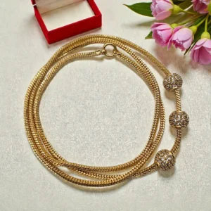 Gold Plated Three Ball Design Mugappu Chain - ADGM147
