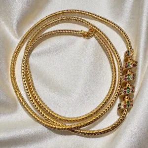 Gold Plated Multi Color Spiral Design 24inc Mugappu Chain - ADGM148