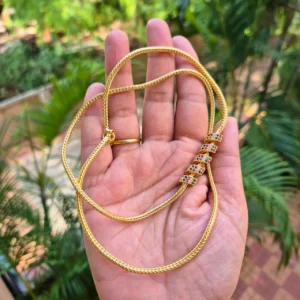 Gold Plated Multi Color Spiral Design 24inc Mugappu Chain - ADGM148